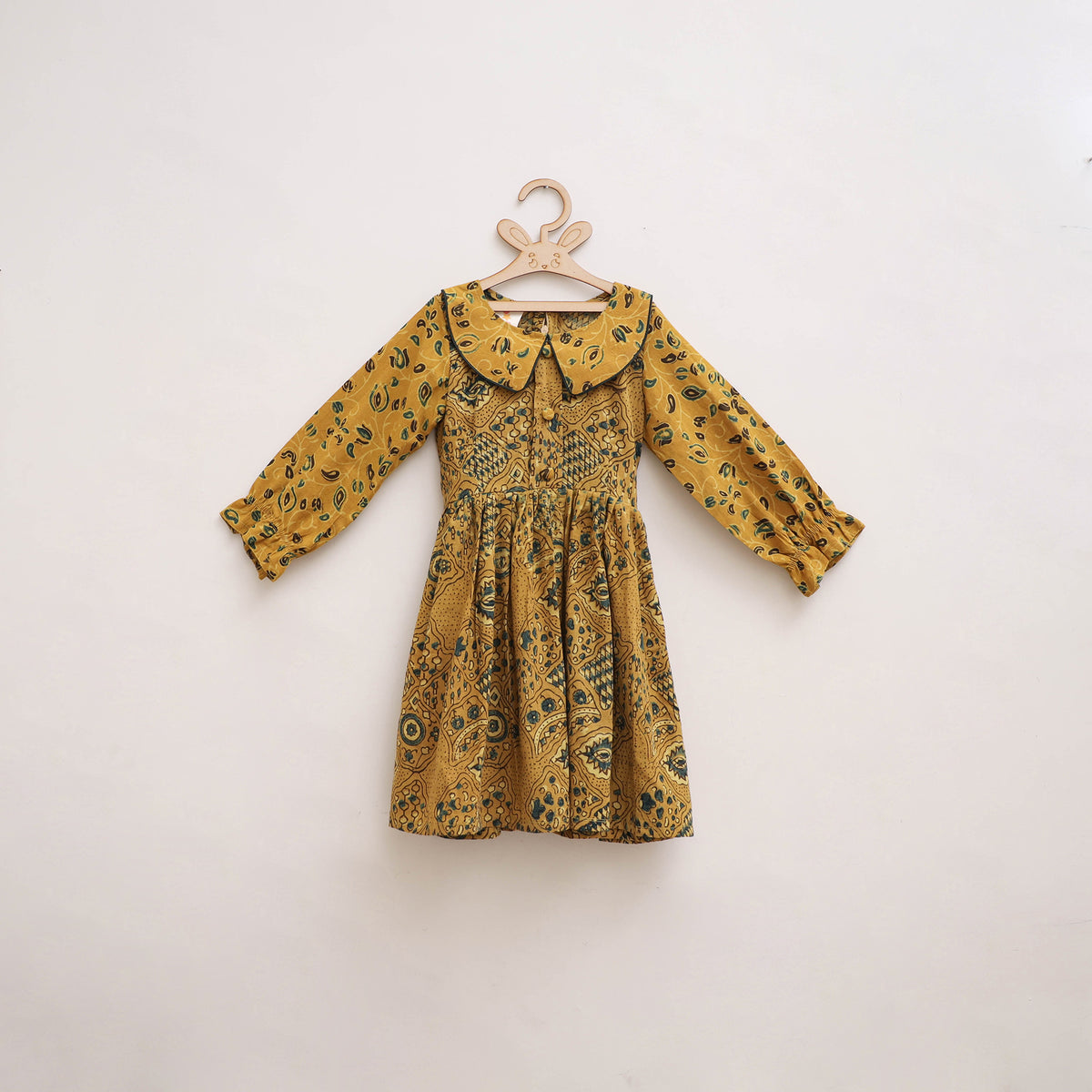 Pure Cotton Girls Frock Dress in Ajrakh Block Print (3-4 Years) 44