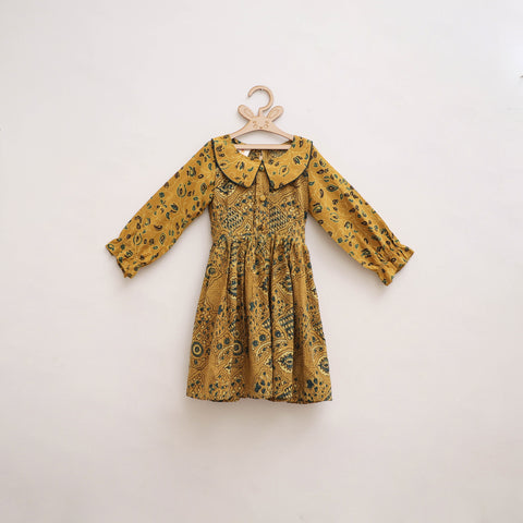 Pure Cotton Girls Frock Dress in Ajrakh Block Print (3-4 Years) 44