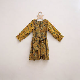 Pure Cotton Girls Frock Dress in Ajrakh Block Print (3-4 Years) 44
