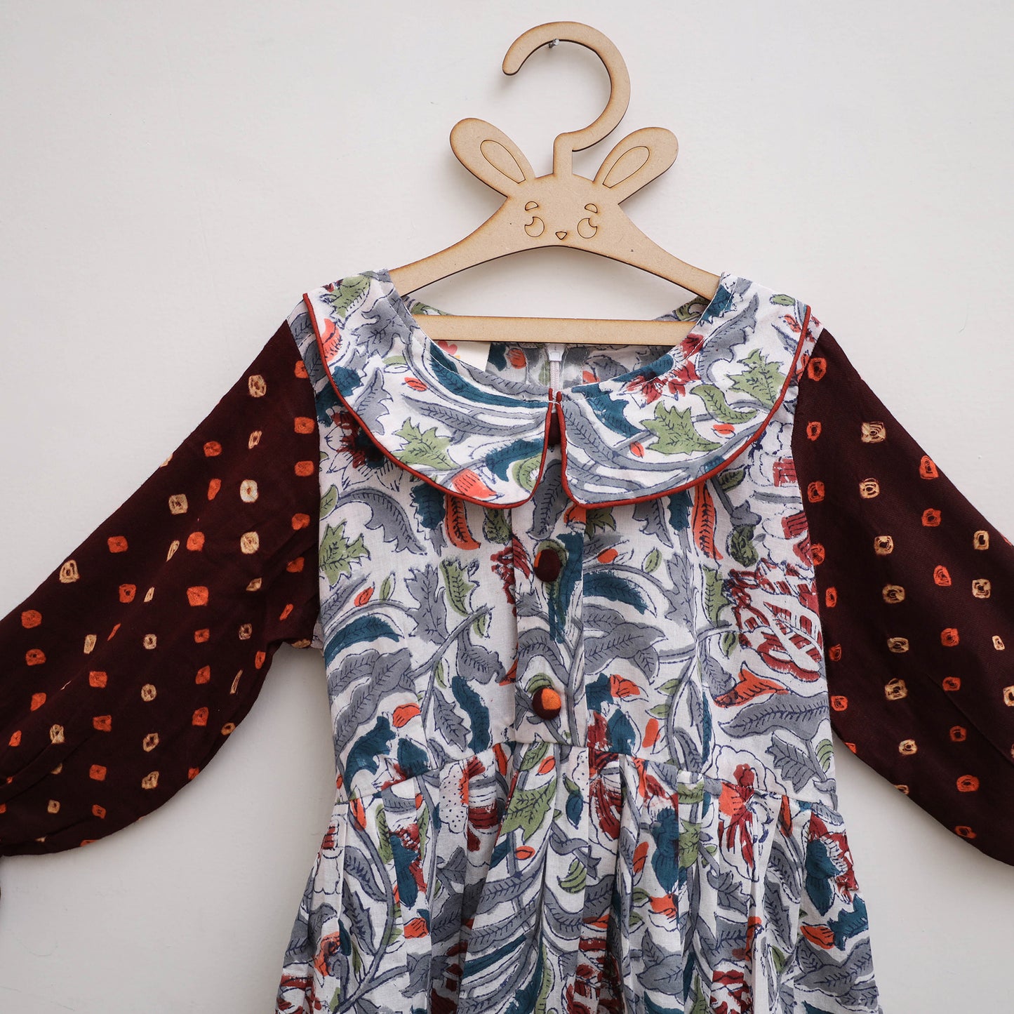 Pure Cotton Girls Frock Dress in Sanganeri Floral Print (3-4 Years) 01