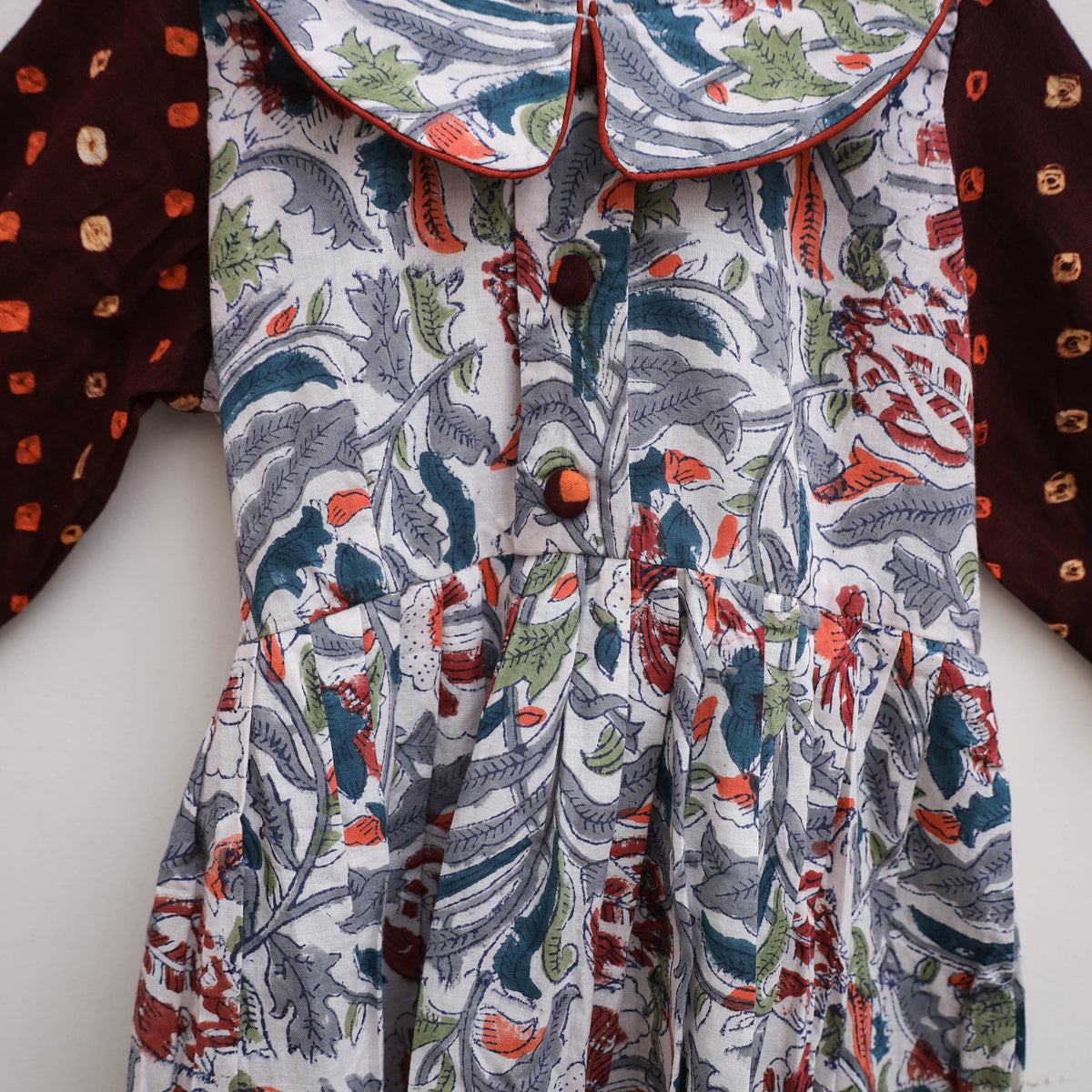 Pure Cotton Girls Frock Dress in Sanganeri Floral Print (3-4 Years) 01
