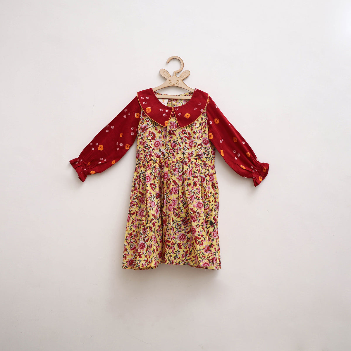 Pure Cotton Girls Frock Dress in Sanganeri Floral Print (3-4 Years) 02