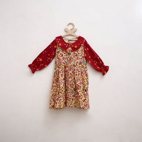 Pure Cotton Girls Frock Dress in Sanganeri Floral Print (3-4 Years) 02
