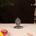 Tibetan ganesha stone work white metal incense stick holder