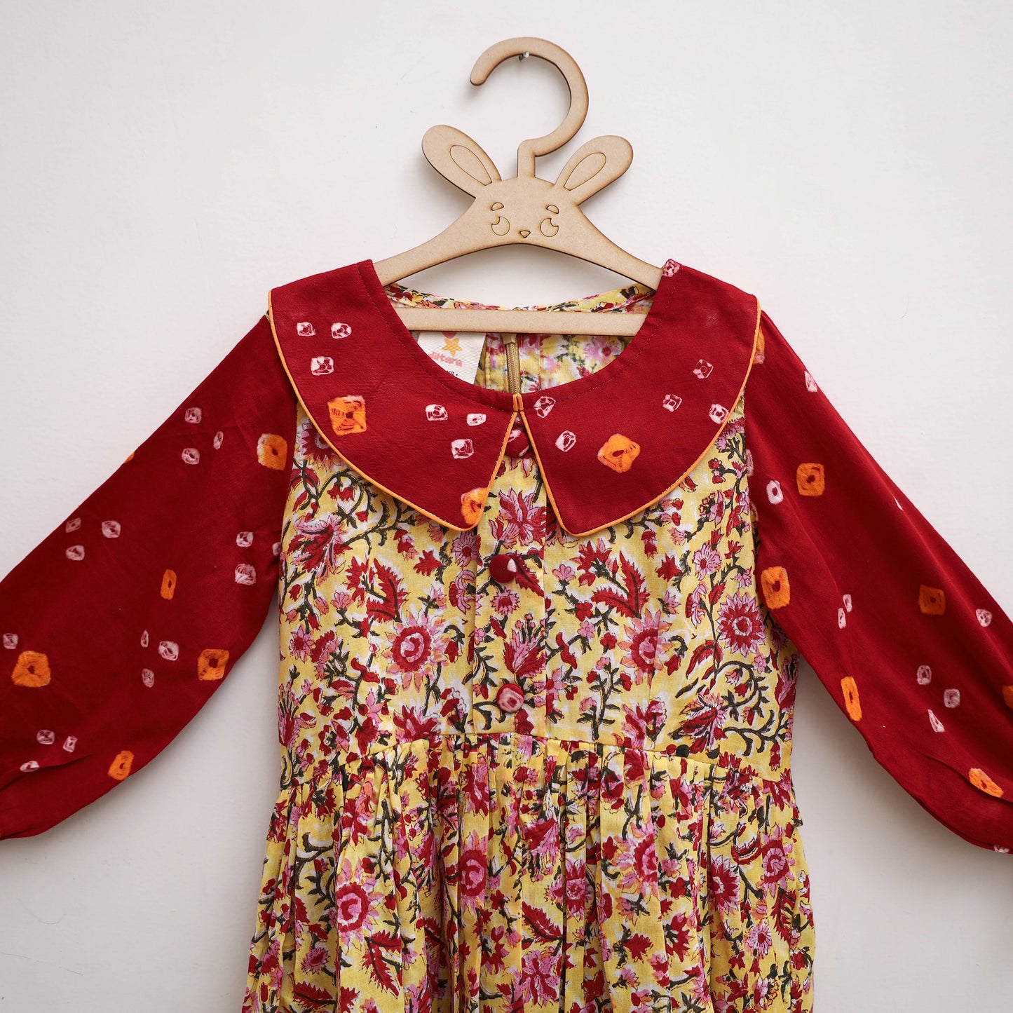 Pure Cotton Girls Frock Dress in Sanganeri Floral Print (3-4 Years) 02