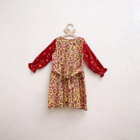 Pure Cotton Girls Frock Dress in Sanganeri Floral Print (3-4 Years) 02