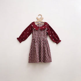 Pure Cotton Girls Frock Dress in Sanganeri Floral Print (3-4 Years) 03