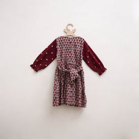 Pure Cotton Girls Frock Dress in Sanganeri Floral Print (3-4 Years) 03
