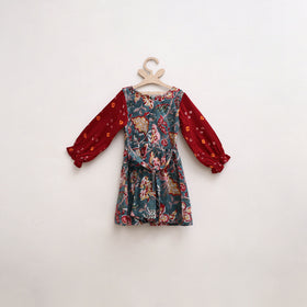 Pure Cotton Girls Frock Dress in Sanganeri Floral Print (3-4 Years) 04