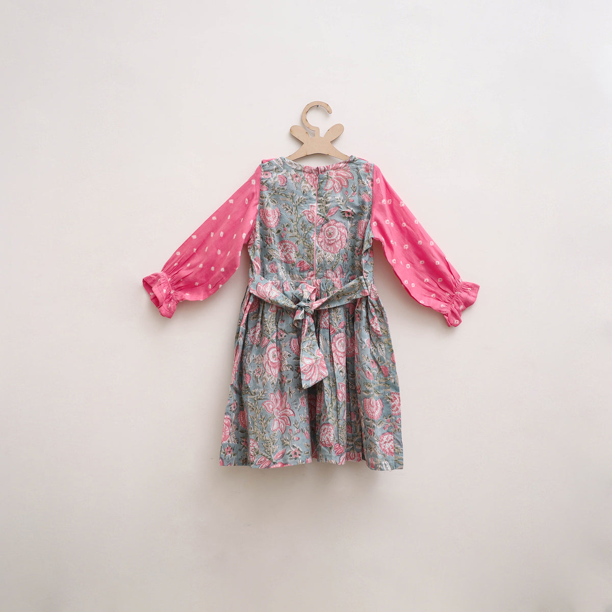 Pure Cotton Girls Frock Dress in Sanganeri Floral Print (3-4 Years) 05