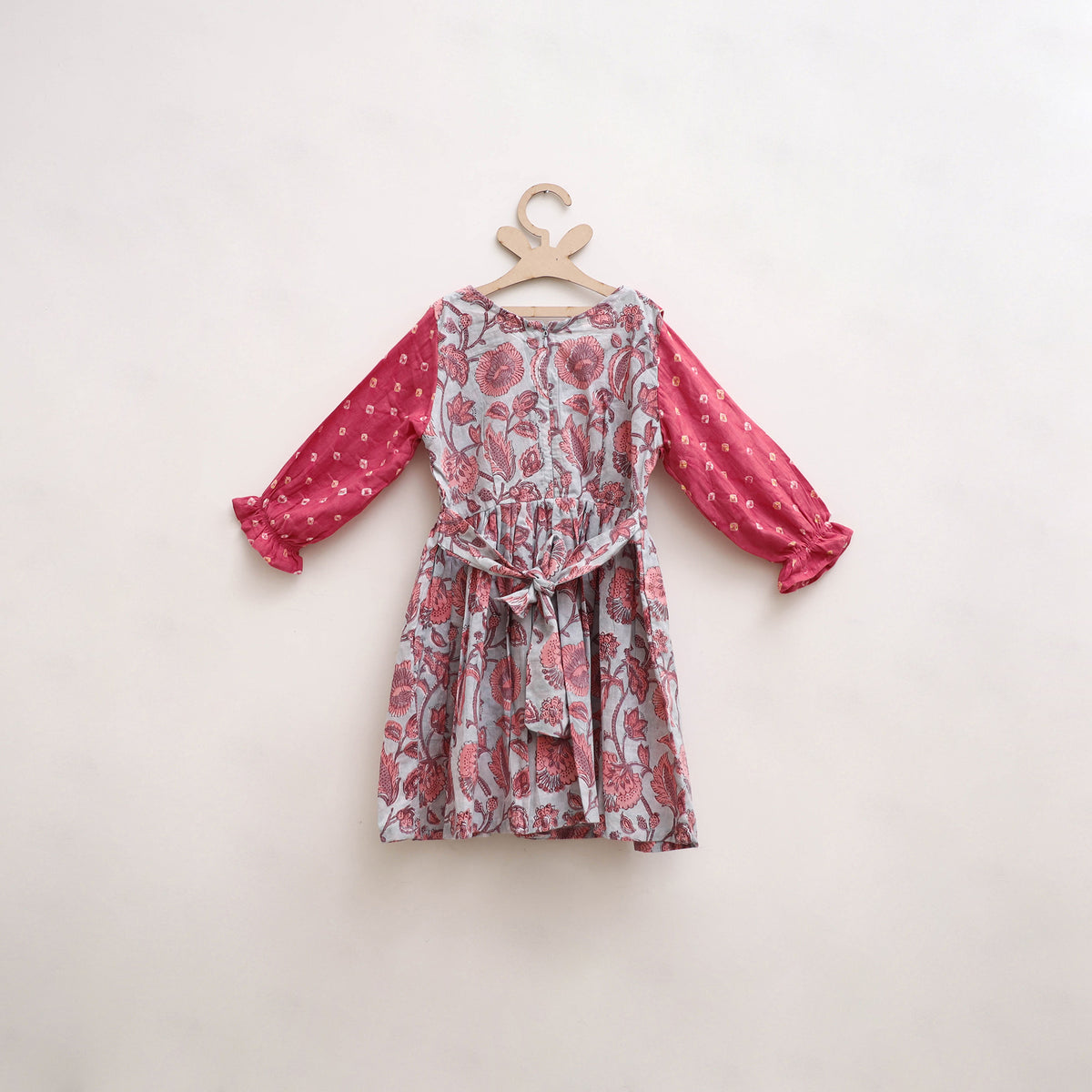 Pure Cotton Girls Frock Dress in Sanganeri Floral Print (3-4 Years) 06