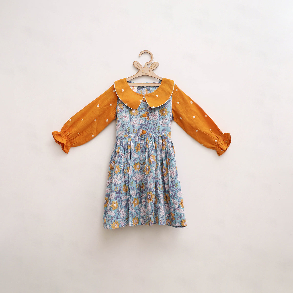 Pure Cotton Girls Frock Dress in Sanganeri Floral Print (3-4 Years) 09