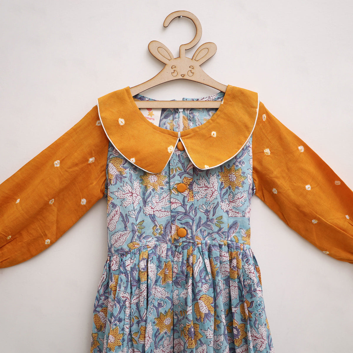 Pure Cotton Girls Frock Dress in Sanganeri Floral Print (3-4 Years) 09