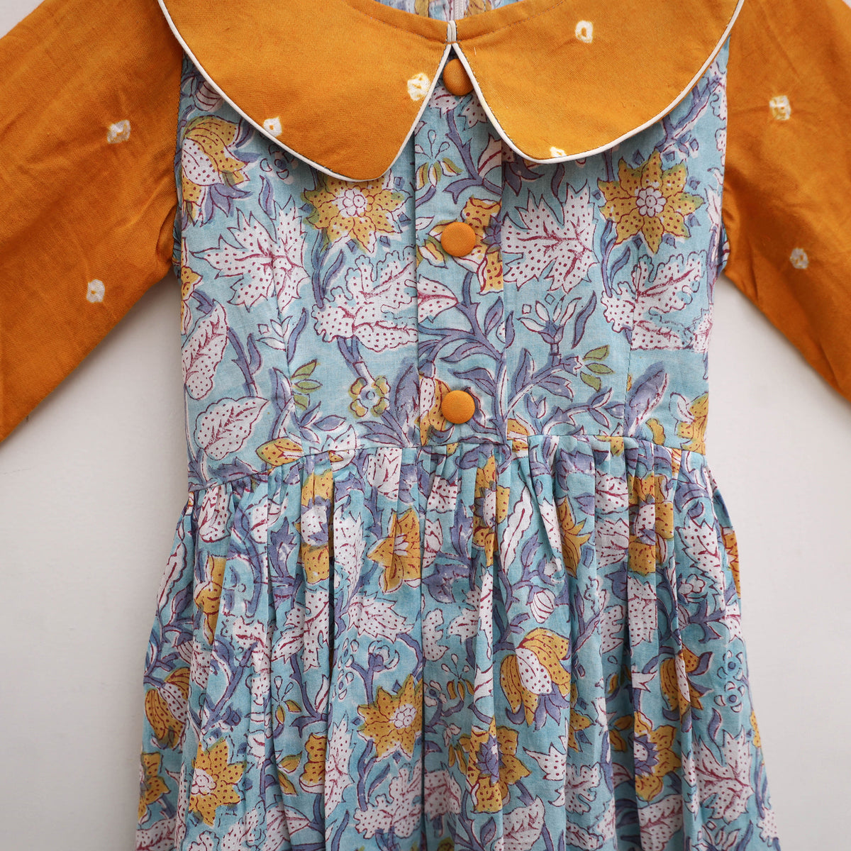 Pure Cotton Girls Frock Dress in Sanganeri Floral Print (3-4 Years) 09