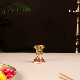 Tibetan Ganesha Stone Work White Metal Incense Stick Holder 33