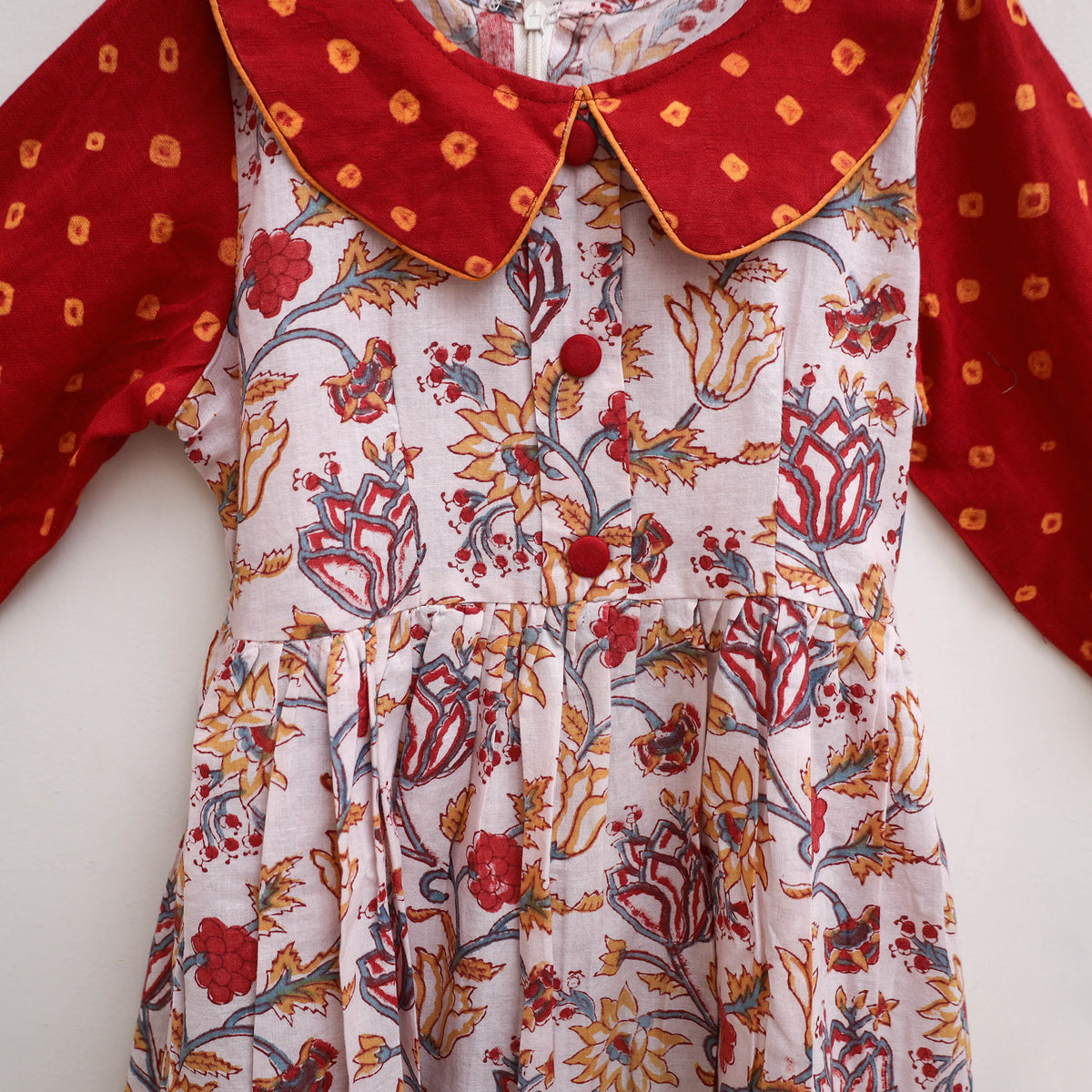 Pure Cotton Girls Frock Dress in Sanganeri Floral Print (3-4 Years) 10