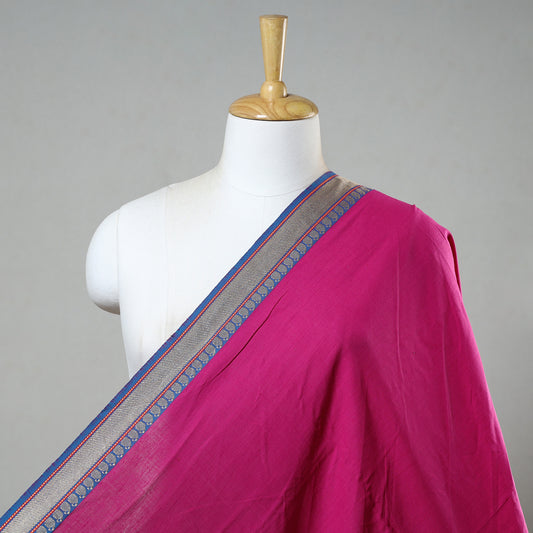 Pink - Prewashed Dharwad Cotton Thread Border Fabric 02