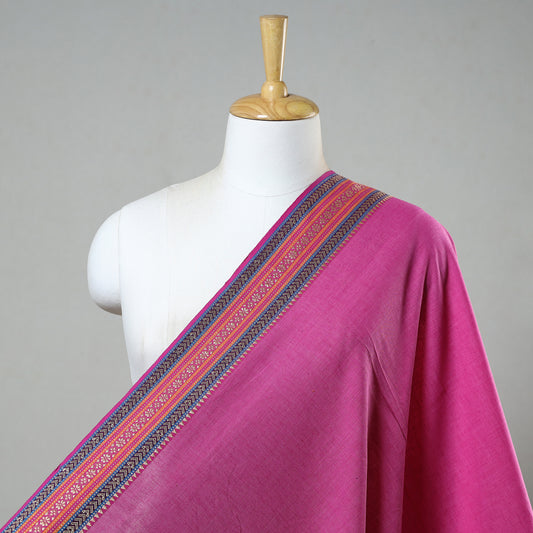 Pink - Prewashed Dharwad Cotton Thread Border Fabric 03