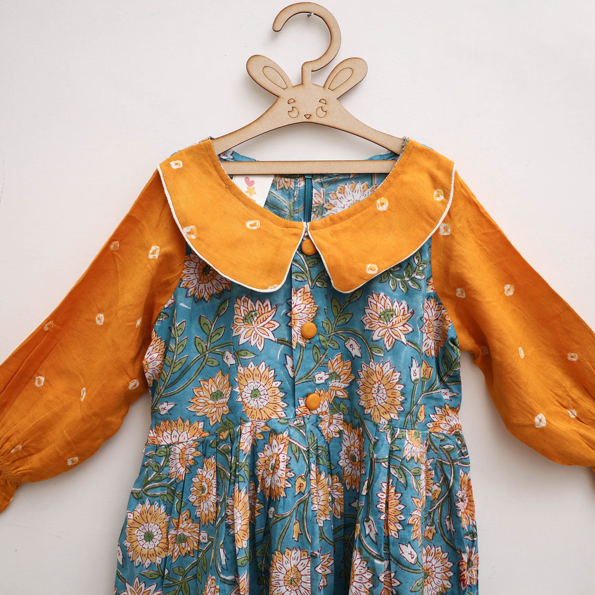 Pure Cotton Girls Frock Dress in Sanganeri Floral Print (3-4 Years) 12