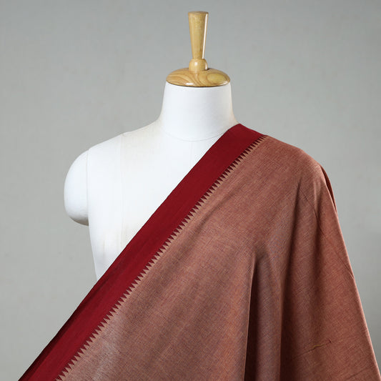 Brown - Prewashed Dharwad Cotton Thread Border Fabric 06