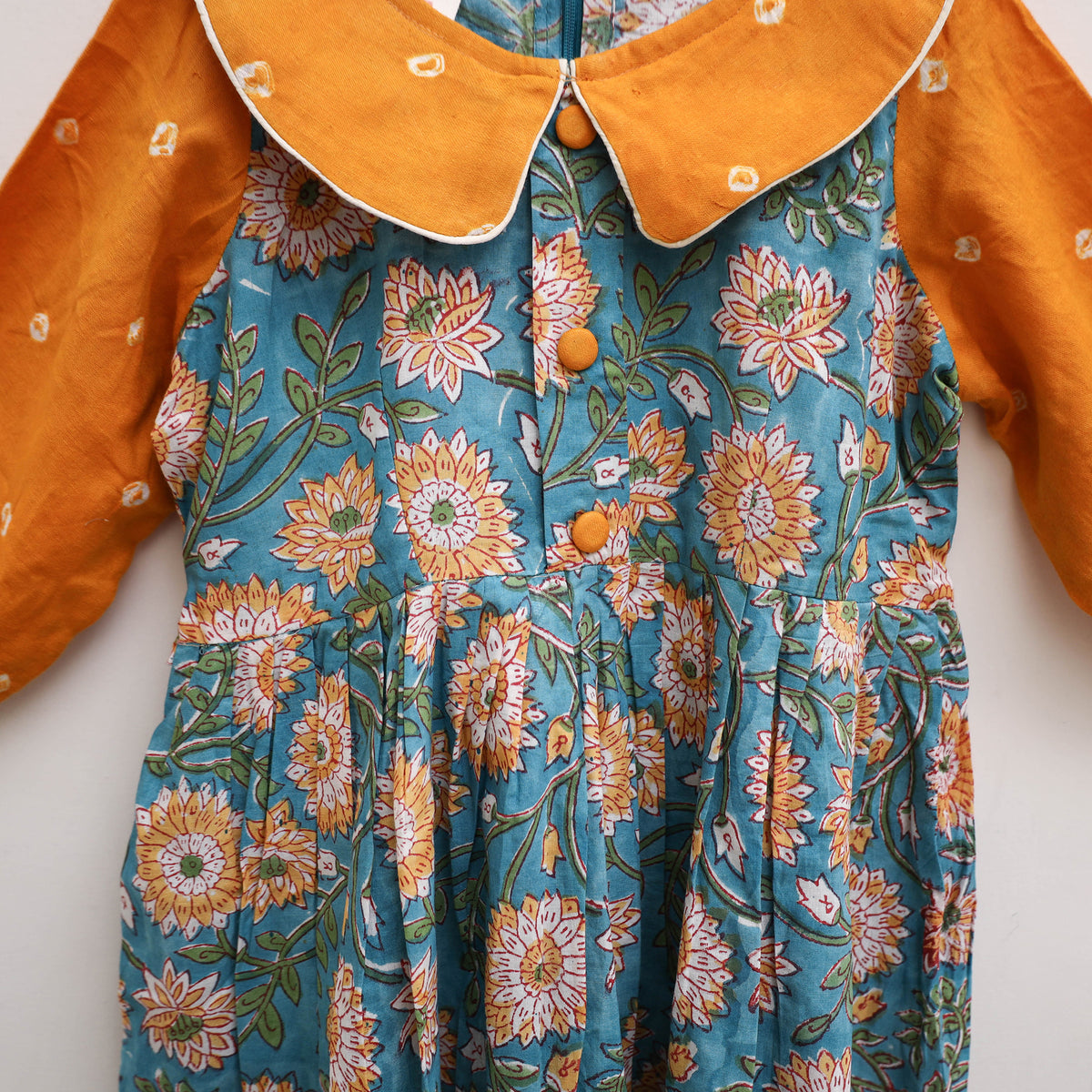 Pure Cotton Girls Frock Dress in Sanganeri Floral Print (3-4 Years) 12