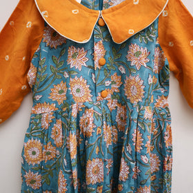 Pure Cotton Girls Frock Dress in Sanganeri Floral Print (3-4 Years) 12