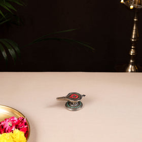 Tibetan Lamp Stone Work White Metal Incense Stick Holder 39