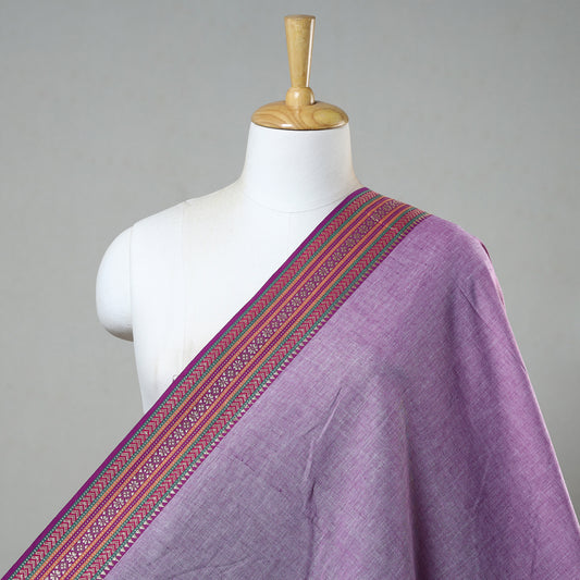 Purple - Prewashed Dharwad Cotton Thread Border Fabric 07