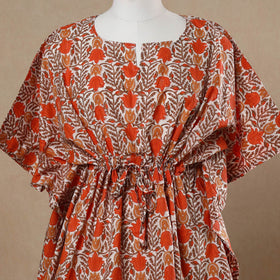  Hand Block Printed Cotton Kaftan with Tie-Up Waist 