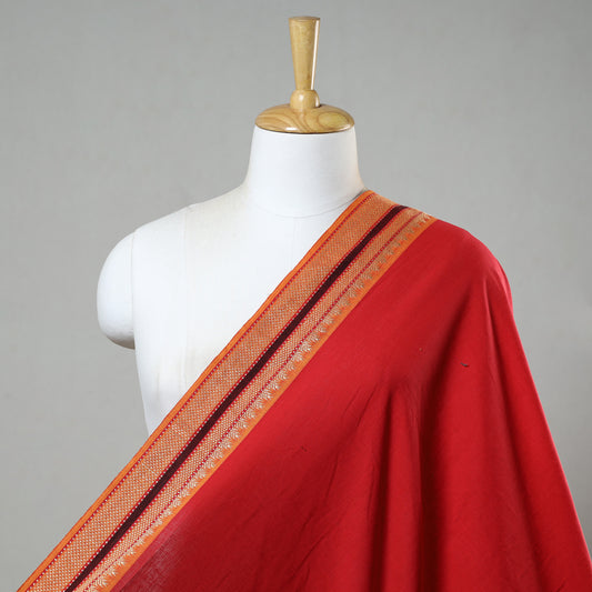 Red - Prewashed Dharwad Cotton Thread Border Fabric 08