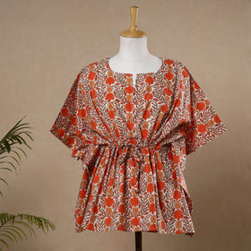  Hand Block Printed Cotton Kaftan with Tie-Up Waist 