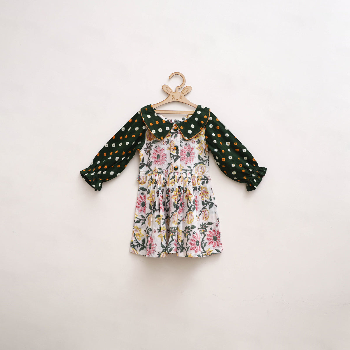 Pure Cotton Girls Frock Dress in Sanganeri Floral Print (3-4 Years) 14