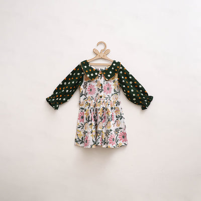 Pure Cotton Girls Frock Dress in Sanganeri Floral Print (3-4 Years) 14