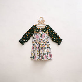 Pure Cotton Girls Frock Dress in Sanganeri Floral Print (3-4 Years) 14