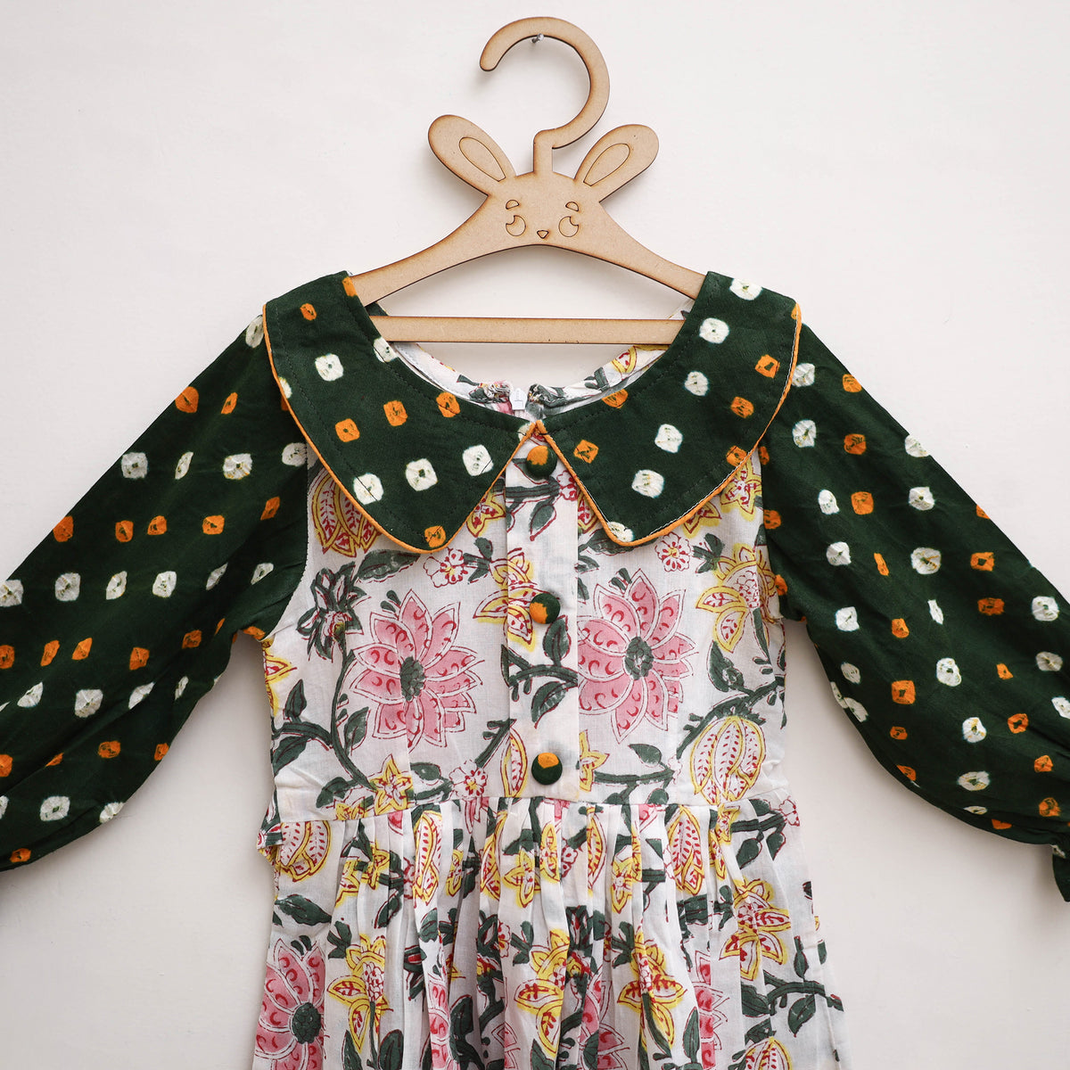 Pure Cotton Girls Frock Dress in Sanganeri Floral Print (3-4 Years) 14