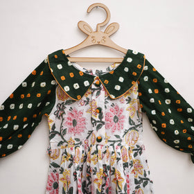 Pure Cotton Girls Frock Dress in Sanganeri Floral Print (3-4 Years) 14