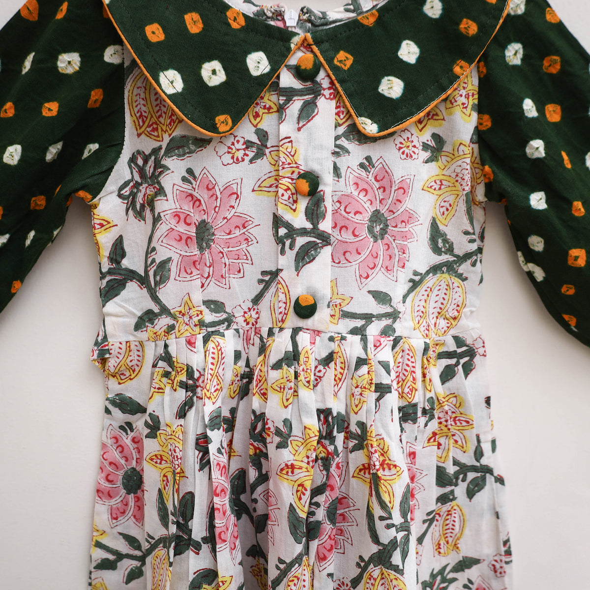 Pure Cotton Girls Frock Dress in Sanganeri Floral Print (3-4 Years) 14