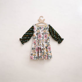 Pure Cotton Girls Frock Dress in Sanganeri Floral Print (3-4 Years) 14