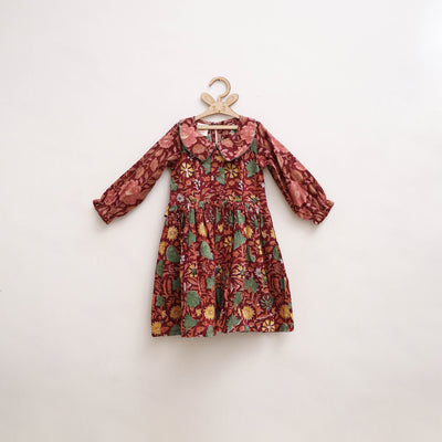 Pure Cotton Girls Frock Dress in Sanganeri Floral Print (3-4 Years) 15