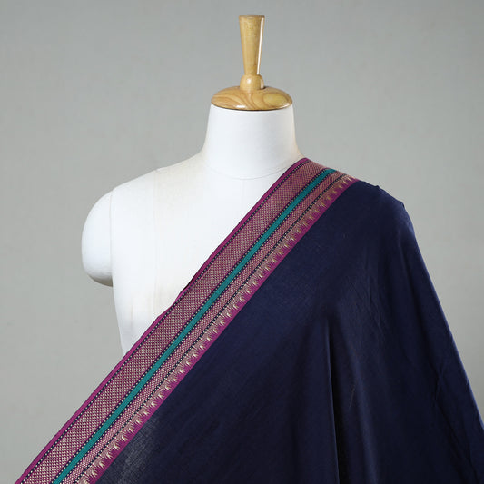 Blue - Prewashed Dharwad Cotton Thread Border Fabric 19