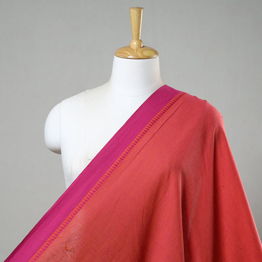 Orange - Prewashed Dharwad Cotton Thread Border Fabric 20