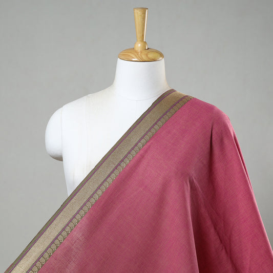 Pink - Prewashed Dharwad Cotton Thread Border Fabric 21