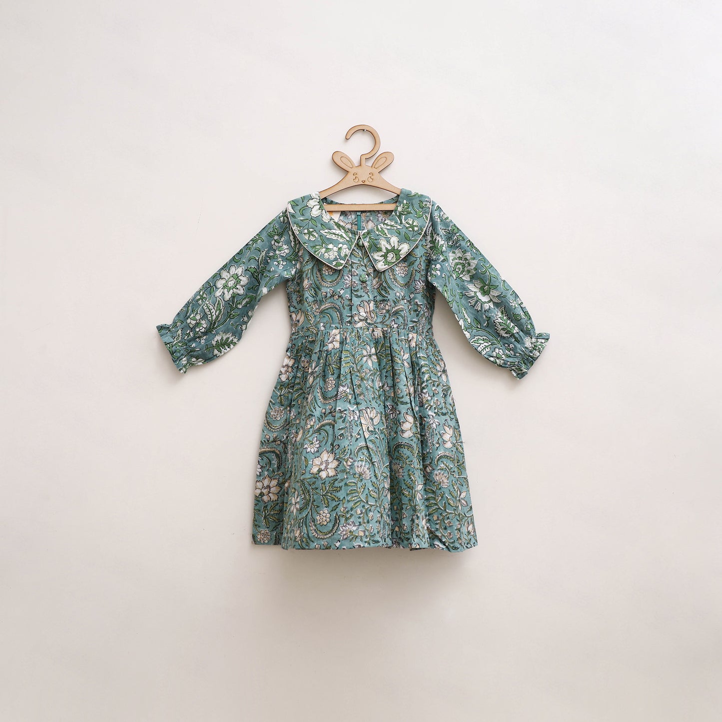 Pure Cotton Girls Frock Dress in Sanganeri Floral Print (3-4 Years) 16