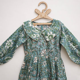 Pure Cotton Girls Frock Dress in Sanganeri Floral Print (3-4 Years) 16