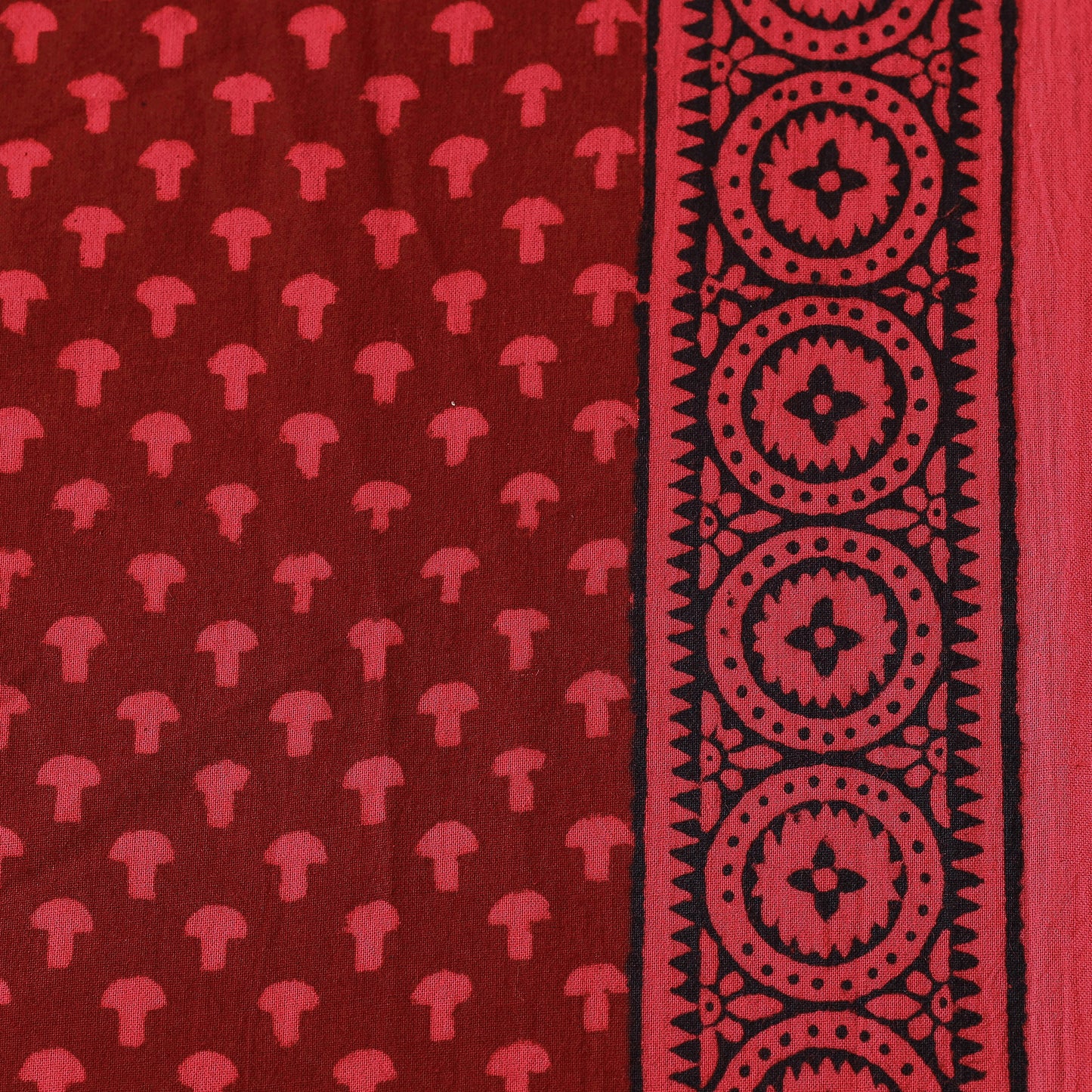 Red - Bagh Hand Block printed Cotton Fabric