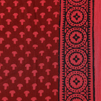 Red - Bagh Hand Block printed Cotton Fabric