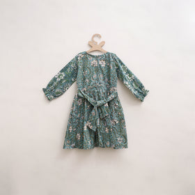 Pure Cotton Girls Frock Dress in Sanganeri Floral Print (3-4 Years) 16