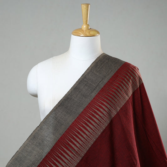 Maroon - Prewashed Dharwad Cotton Thread Border Fabric 25