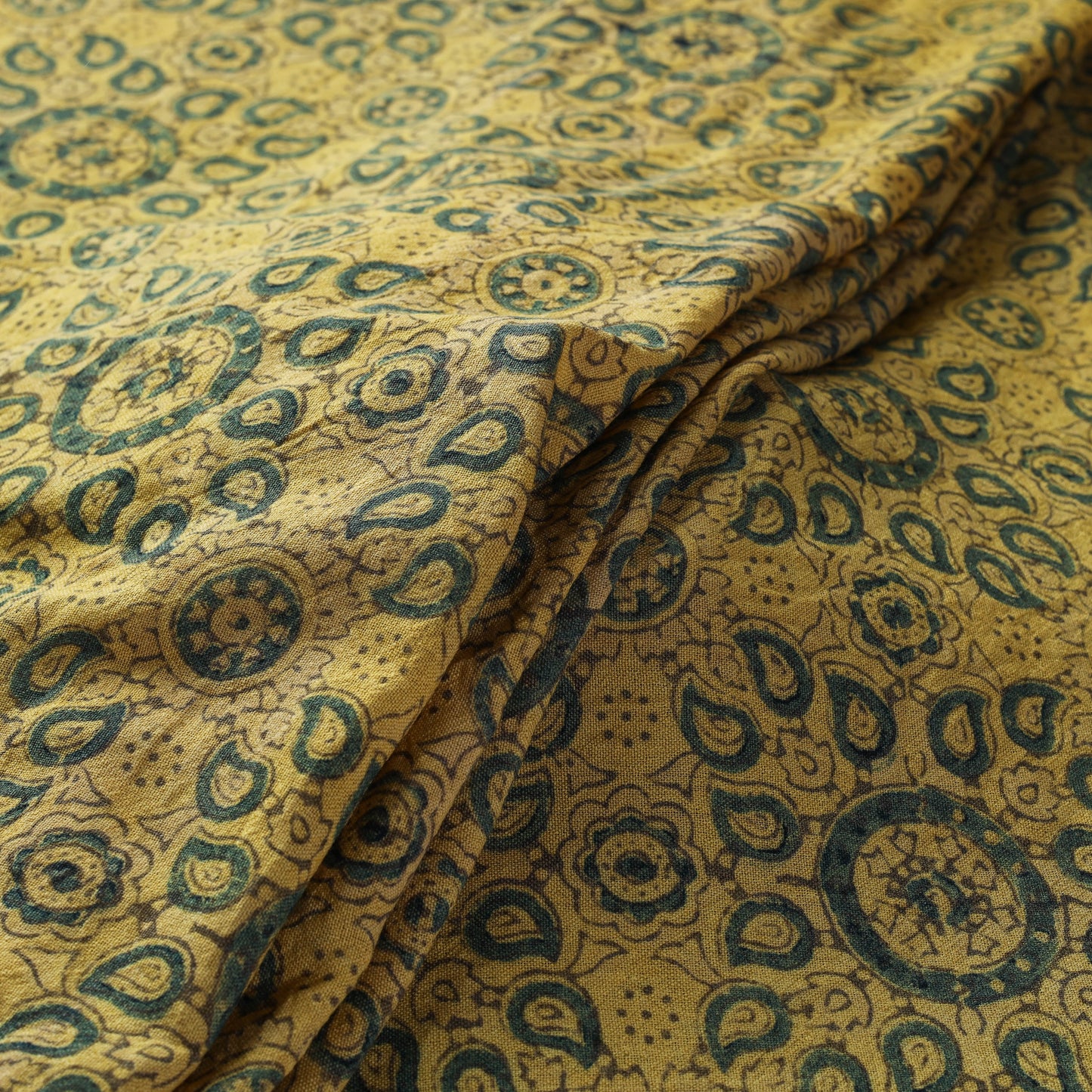 Yellow - pure wool handloom natural dyed fabric 12