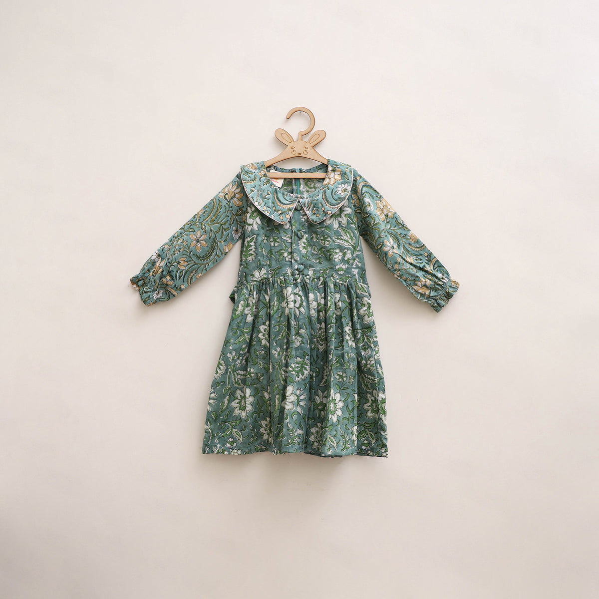 Pure Cotton Girls Frock Dress in Sanganeri Floral Print (3-4 Years) 17